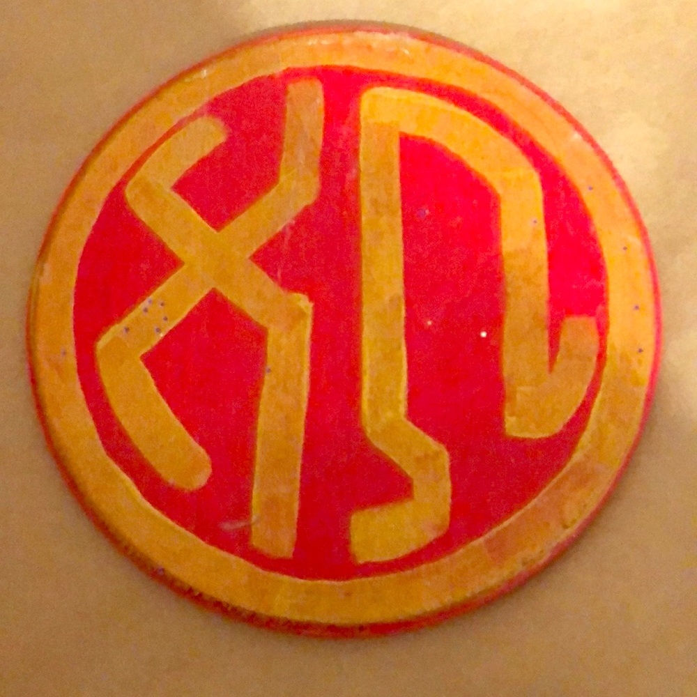 Chi omega wooden painted circle